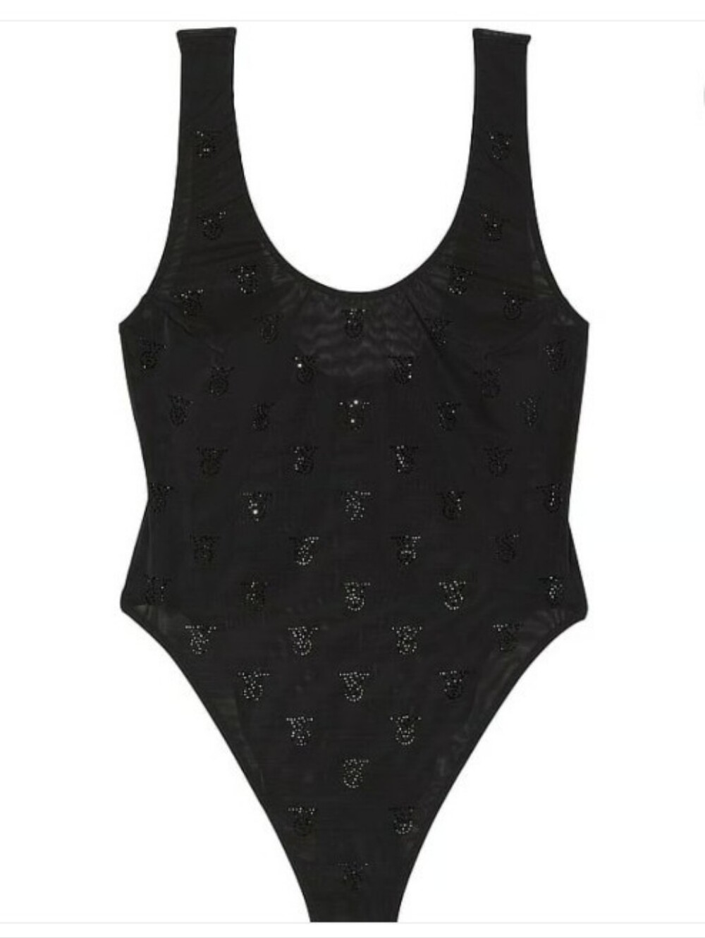 New VS Sheer Black Rhinestone Tank Body Suit